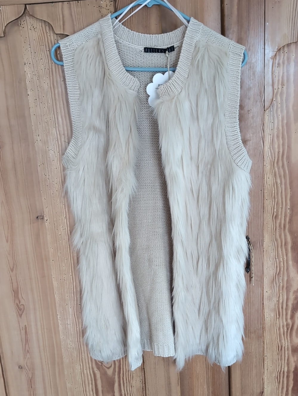 Dainty Hooligan Cream Faux Fur Knit Vest